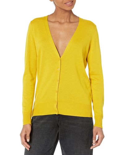 Amazon Essentials Lightweight V-neck Cardigan Sweater - Yellow