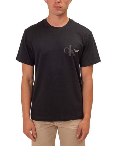Calvin Klein T-Shirt Uomo con Doppio Logo Stampato - Taglia - Nero
