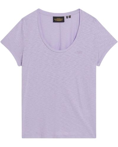Superdry Scoop Neck Tee C4-Basic Non-Printed T.Shirt - Lila