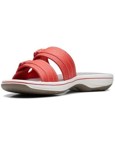Clarks Breeze Piper Slide Sandals - Red