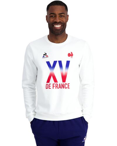 Le Coq Sportif Ffr Fanwear Crew Sweatshirt Nr. 2 M New Optical Sweater - Weiß