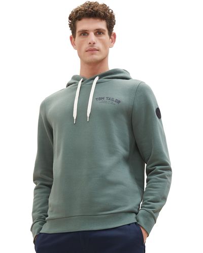 Tom Tailor Sweatshirt Hoodie mit Logo-Print - Grün