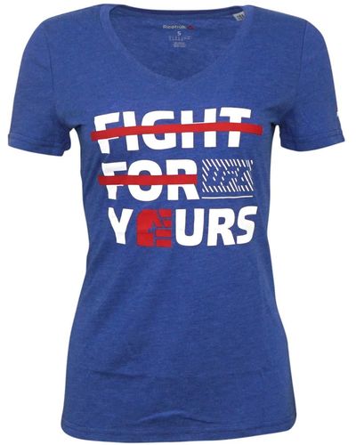 Reebok Ufc Navy Blue Ufan Fight For Yours Triblend V-neck T-shirt Ao2363