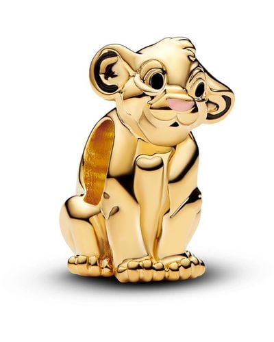 PANDORA Disney The Lion King Simba 14k Gold-plated Charm With Black And Pink Enamel - Metallic