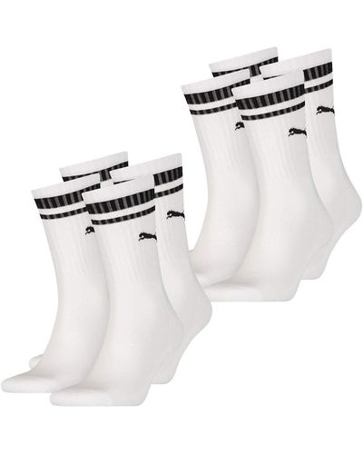 PUMA Socken CREW HERITAGE STRIPE 4er Multipack Schwarz Weiss 35-38 39-42 43-46 - Weiß