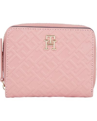 Tommy Hilfiger Th Refined Med Mono Wallet Aw0aw15755 - Pink