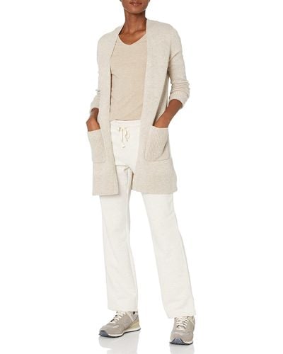 Amazon Essentials Long-sleeve Jersey Stitch Open-front Cardigan - Natural
