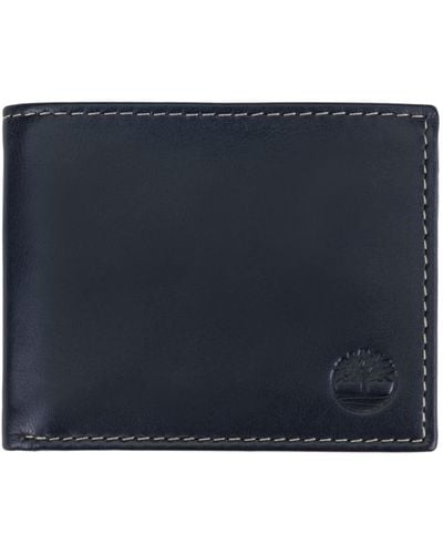 Timberland Leather Wallet with Attached Flip Pocket Accessorio da Viaggio-Portafoglio bi-Fold - Blu
