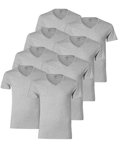 PUMA 8 er Pack Basic V Neck T-Shirt Unterhemd V-Ausschnitt - Grau