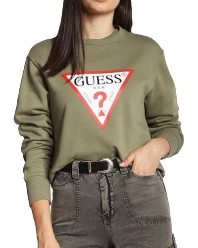 Guess Sweatshirt Khaki Original Fleece - Grün