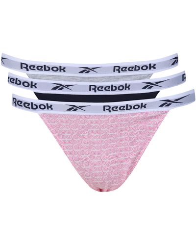 Reebok Slips in Navy/Print/Grau | Bequeme Baumwolle und Microfaser-Taillenbund Fitness-Unterwäsche - Packung mit 3 - Lila