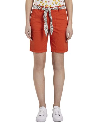 Tom Tailor Hosen & Chino Chino Relaxed Bermuda-Shorts mit Bindegürtel Strong Flame orange,34,22370,4000 - Rot