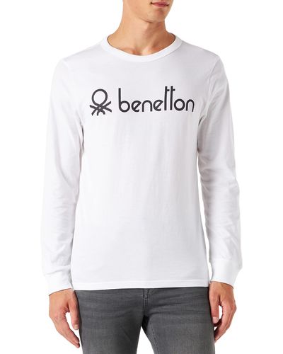 Benetton T-shirt M/l 3i1xu1034 Long Sleeve - White