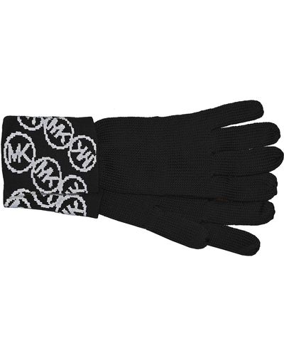 Michael Kors Mk Logo Knit Cuffed Glove Black White