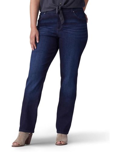 Lee Jeans Plus Size Relaxed Fit Straight Leg Jeans Mid-rise - Blue