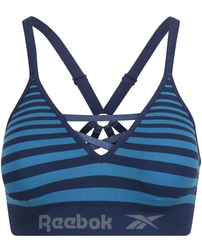 Reebok Workout Ready strappy sports bra in blue
