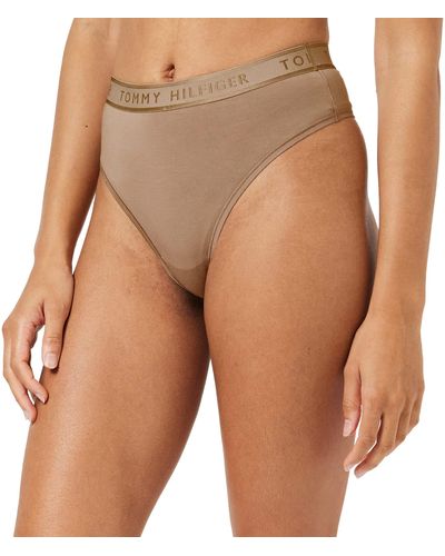 Tommy Hilfiger High Waist Thong Tanga - Marrón