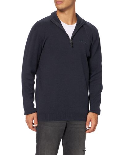 Superdry Vintage EMB Cotton/Cash Henley Pullover Sweater - Blau