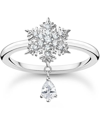 Thomas Sabo Ring Snowflake With White Stones Silver 925 Sterling Silver Tr2414-051-14 - Metallic