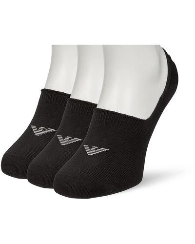 Emporio Armani Underwear 3-Pack Footie Socks Casual Lot de 3 Paires de Chaussettes Invisibles - Noir