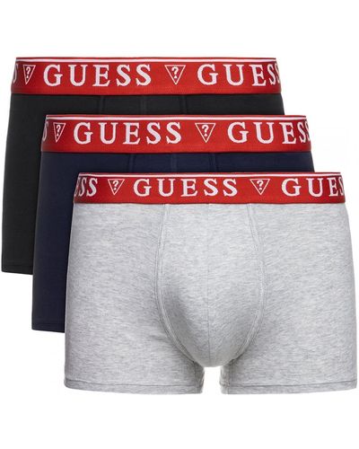Guess JR003-HE92 Boxer Hommes Nero/Marine/Bianco - L - Rosso
