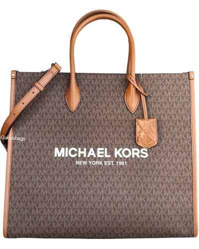 Michael Kors Emilia Large Triple Compartment Shoulder Bag Tote Vanilla MK  Logo