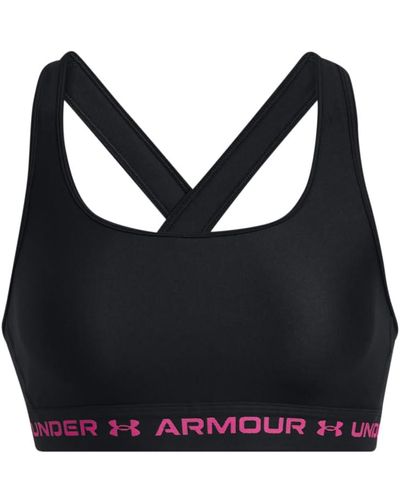 Under Armour Mujer Crossback Mid Bra Shirt - Negro