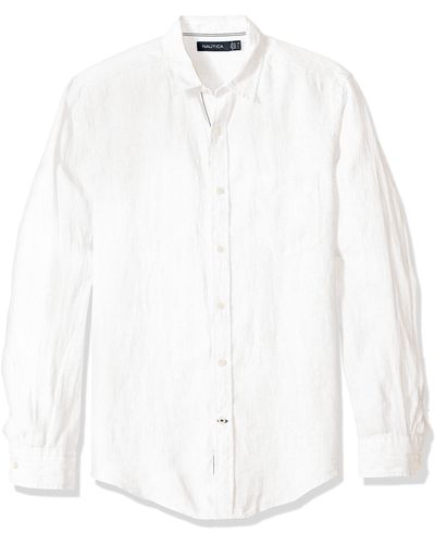 Nautica Linen solid Slim Fit Hemd mit Button-Down-Kragen - Weiß