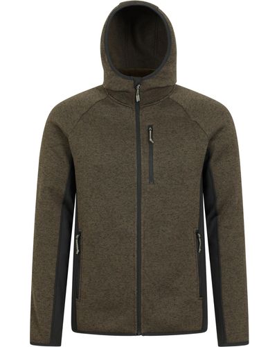 Mountain Warehouse Treston Mens Hooded Fleece - Anti-pill, Stretch Panels Sweatshirt - Best For Spring Summer, Camping, - Green