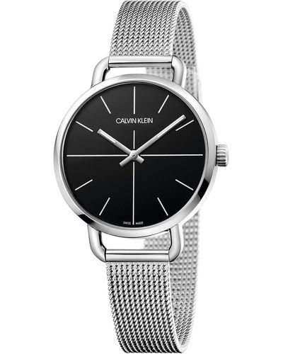 Calvin Klein Erwachsene Analog-Digital Quarz Uhr mit Edelstahl Armband K7B23121 - Grau