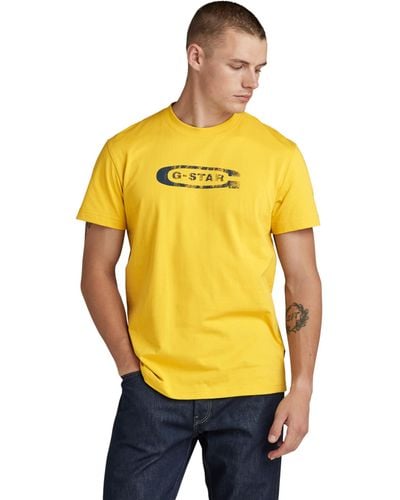 G-Star RAW G-tar Ditreed Old Chool Logo Hort Leeve T-hirt Man - Yellow