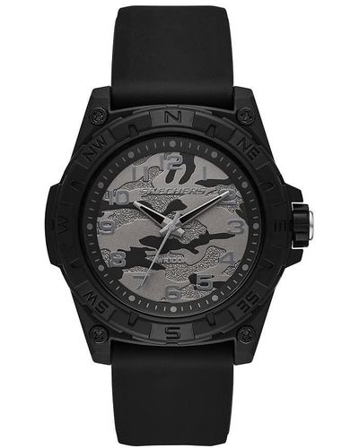 Skechers Encino Quartz Silicone Three-hand Watch - Zwart