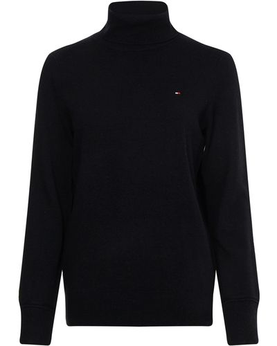Tommy Hilfiger Wool Cashmere ROLL-NK Sweater Pullover - Blau