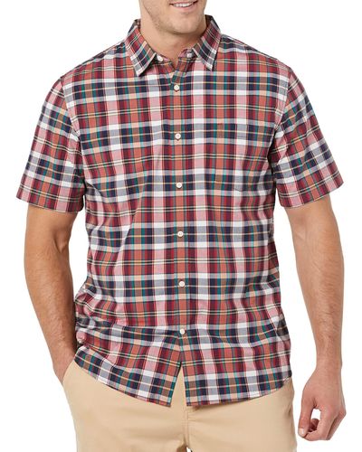 Amazon Essentials Short-Sleeve Slim-Fit Stretch Poplin Shirt Hemd - Rot
