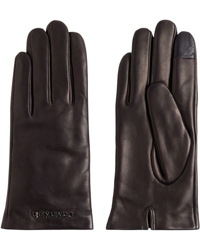 Calvin Klein Handschuhe Leather Lederhandschuhe - Schwarz