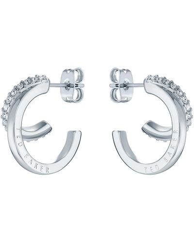 Ted Baker Helias Double Hoop Crystal Earrings For - Metallic