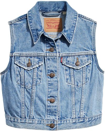 Levi's Denim Xs Vest With Waistband Unlined Truckers - Blue