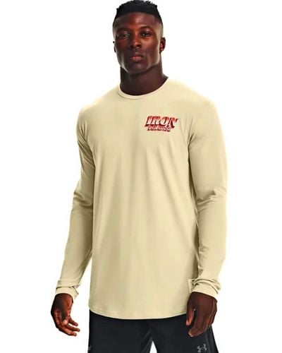 Under Armour S Project Rock Outlaw Long Sleeve Shirt Tee Top - Natural