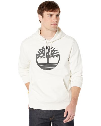 Timberland Core Tree Logo Pullover Hoodie Brushback - White