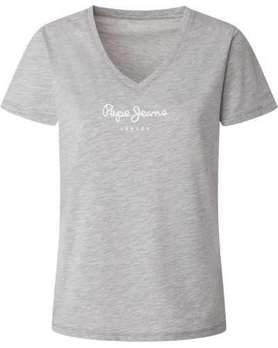 Pepe Jeans Wendy V Neck T-Shirt - Gris