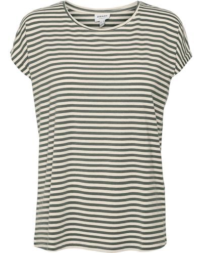 Vero Moda VMAVA Plain SS TOP Stripe GA JRS NOOS T-Shirt - Grau