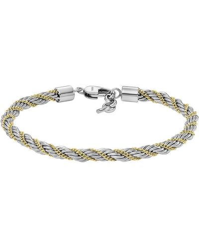 Fossil JF04607998 Bold Chains Bracelet pour homme en acier inoxydable bicolore - Blanc