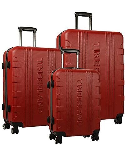 Timberland 3 Piece Hardside Spinner Luggage Set - Red
