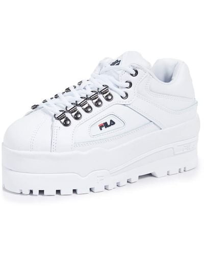 Fila Trailblazer Wedge Platform Sneaker In White - Bianco