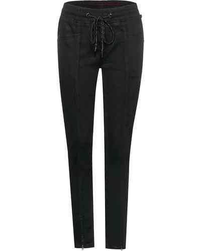 Street One Jeans Joggpants Loose Fit Low Waist Slim Legs Coated Black Coating Soft Wash 28W / 30L - Schwarz