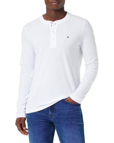 Tommy Hilfiger Henley Ls Tee L/S T-Shirts - Blanc