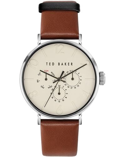 Ted Baker Phylipa Gents Brown Leather Strap Watch - Grey