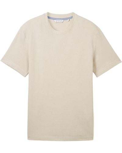Tom Tailor Basic T-Shirt mit Struktur - Weiß