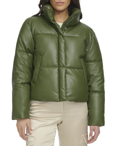 Levi's Vegan Leather Quilted Shorty Puffer - Green