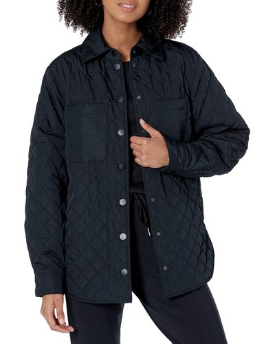 Amazon Essentials Relaxed Recycled Polyester Quilted Shirt Jacket - Blue